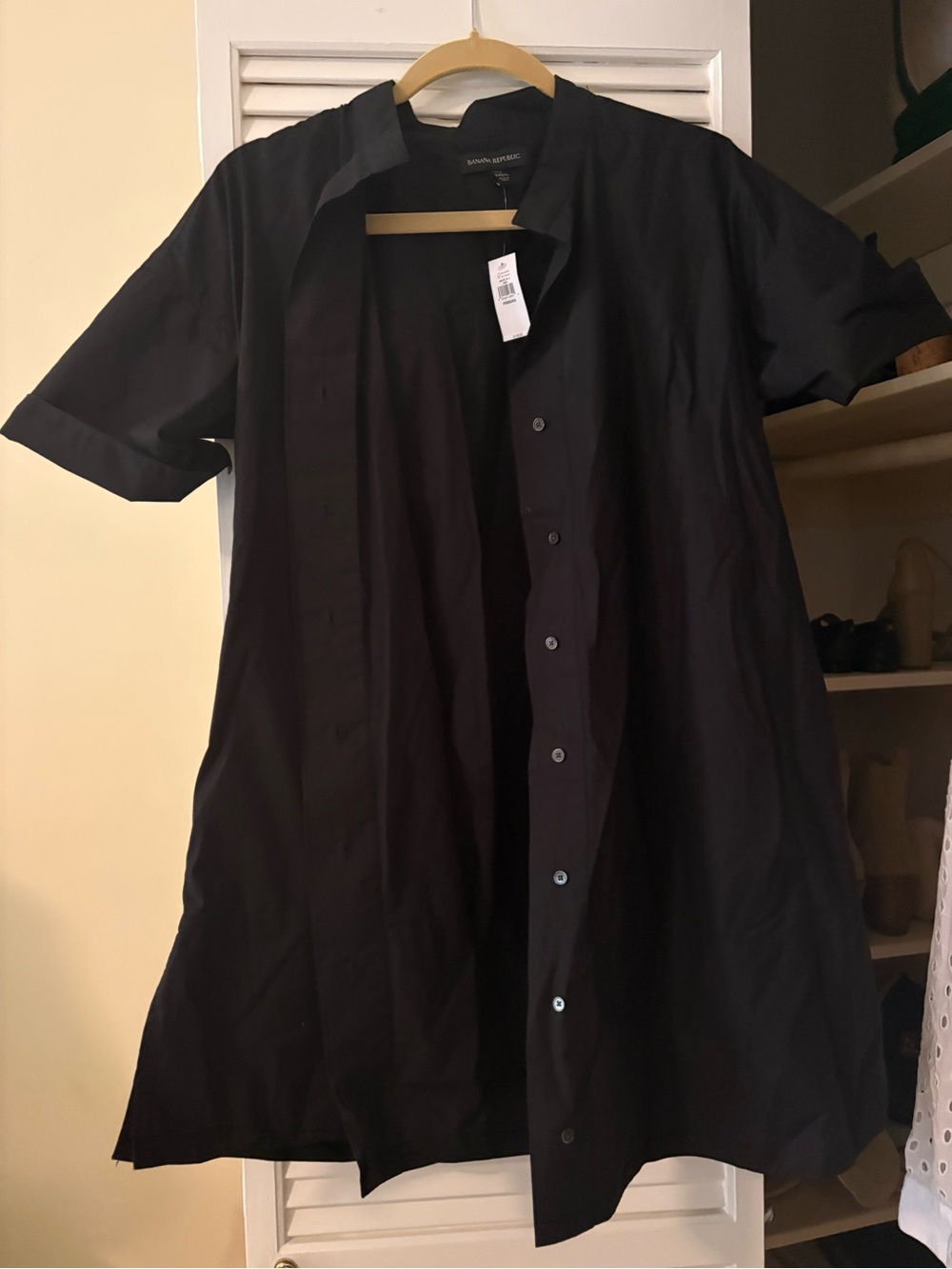 Banana Republic Black Button-Front Shirt Dress